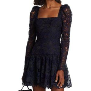 ML Monique Lhuillier Organza Lace Minidress